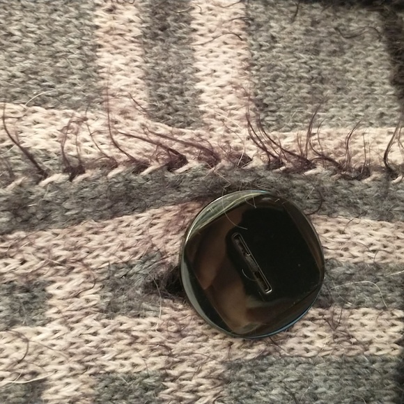 Betty Betty Sweater Pea Coat Plaid Cardigan Button Italy Alpaca Wool Long Line - Picture 3 of 10